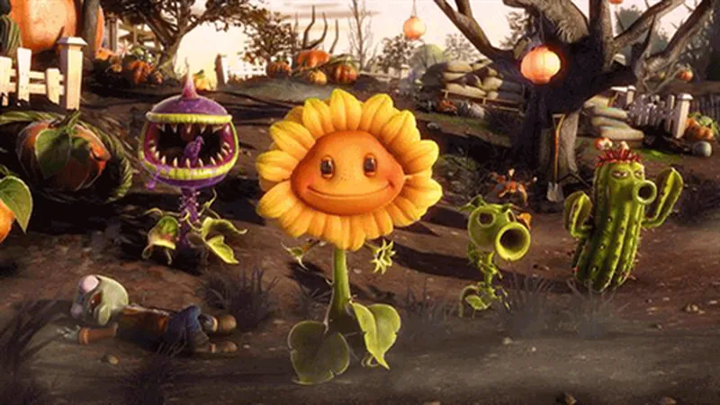 植物大战僵尸:花园战争 向日葵与仙人掌等植物角色